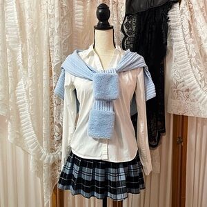 Schoolgirl Mini Skort - Blue Plaid